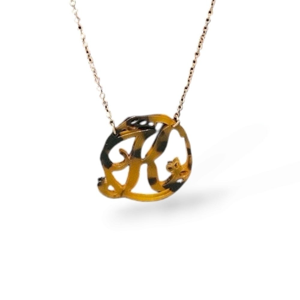 Monogram 'K' Tortoise Shell Colored Pendant Necklace Your Signature Spark